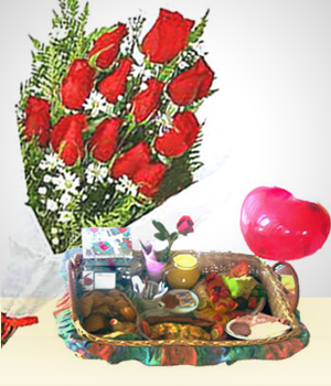 Flores - Combo Maanero: Desayuno + Bouquet de 12 rosas