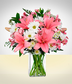 Arreglos Florales - Arreglo Margaritas y Liliums