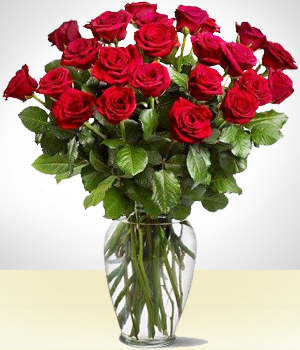 Flores :  - Majestic Rojo de 24 Rosas
