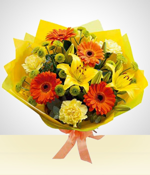 Gerbera - Bouquet Primaveral: Gerberas y Claveles