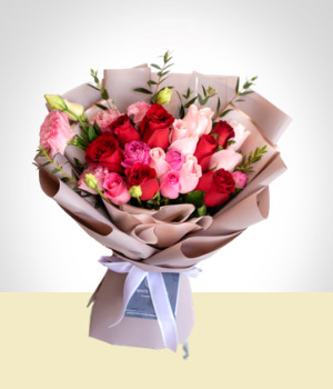 Ocasiones - Bouquet de Rosas y Lisianthus